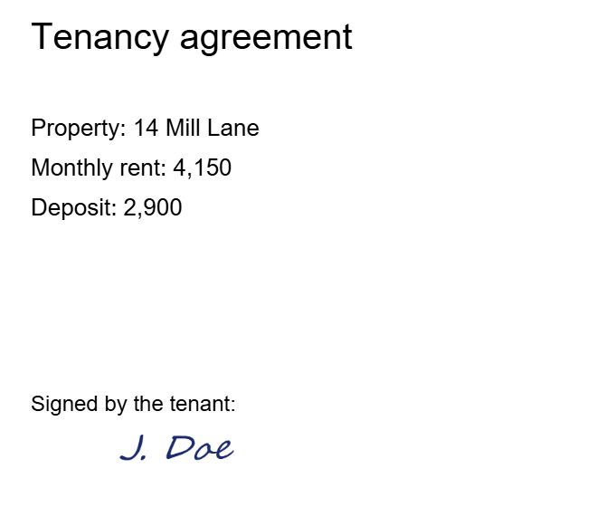 The same agreement with monthly rent 4,150 and the same J. Doe signature.